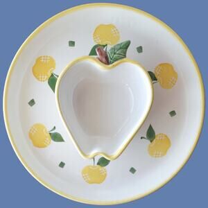 Vintage 1980s Chaparral Pottery USA Yellow Apple Service Dish